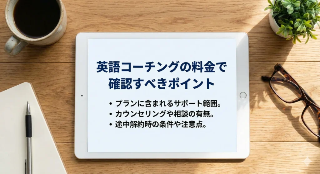 英語コーチングの料金で確認すべきポイント